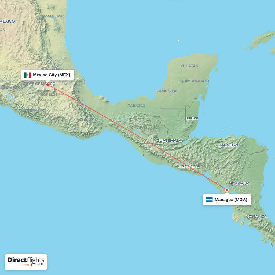 MGA - MEX route map