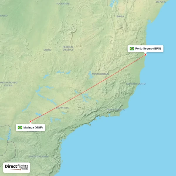 Maringa - Porto Seguro direct flight map