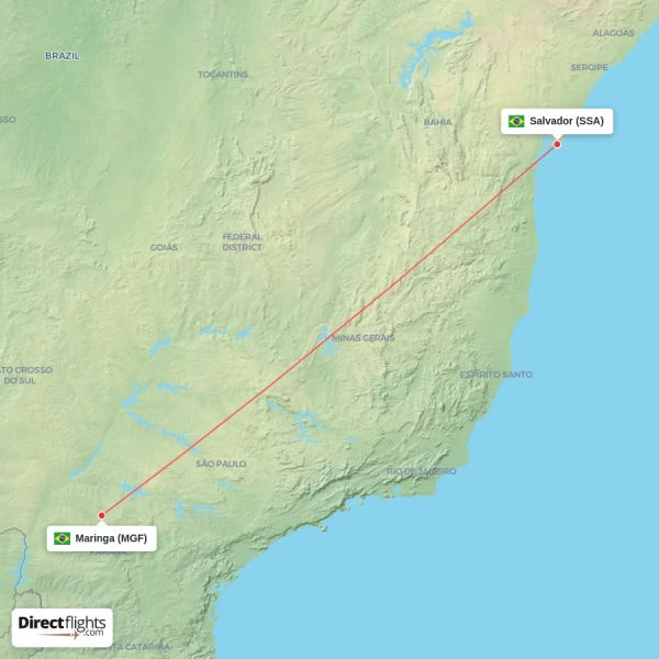 Maringa - Salvador direct flight map