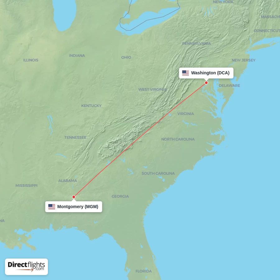 MGM - DCA route map