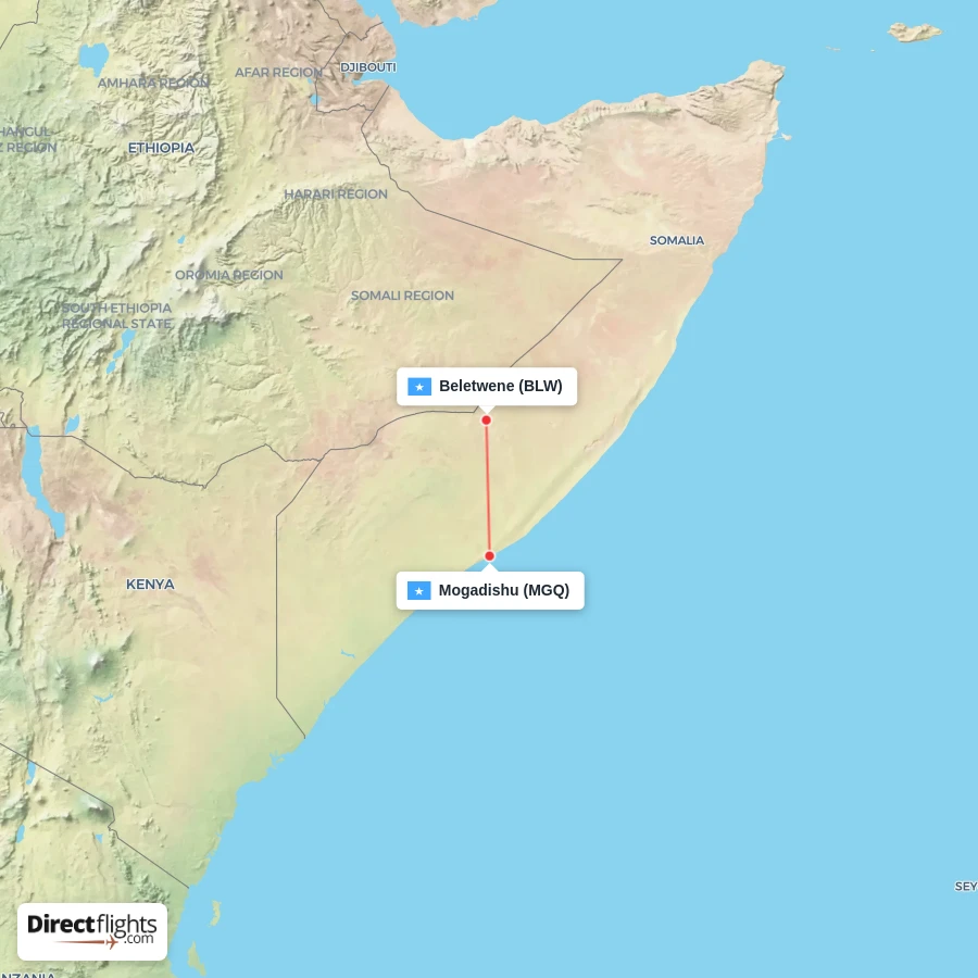 MGQ - BLW route map