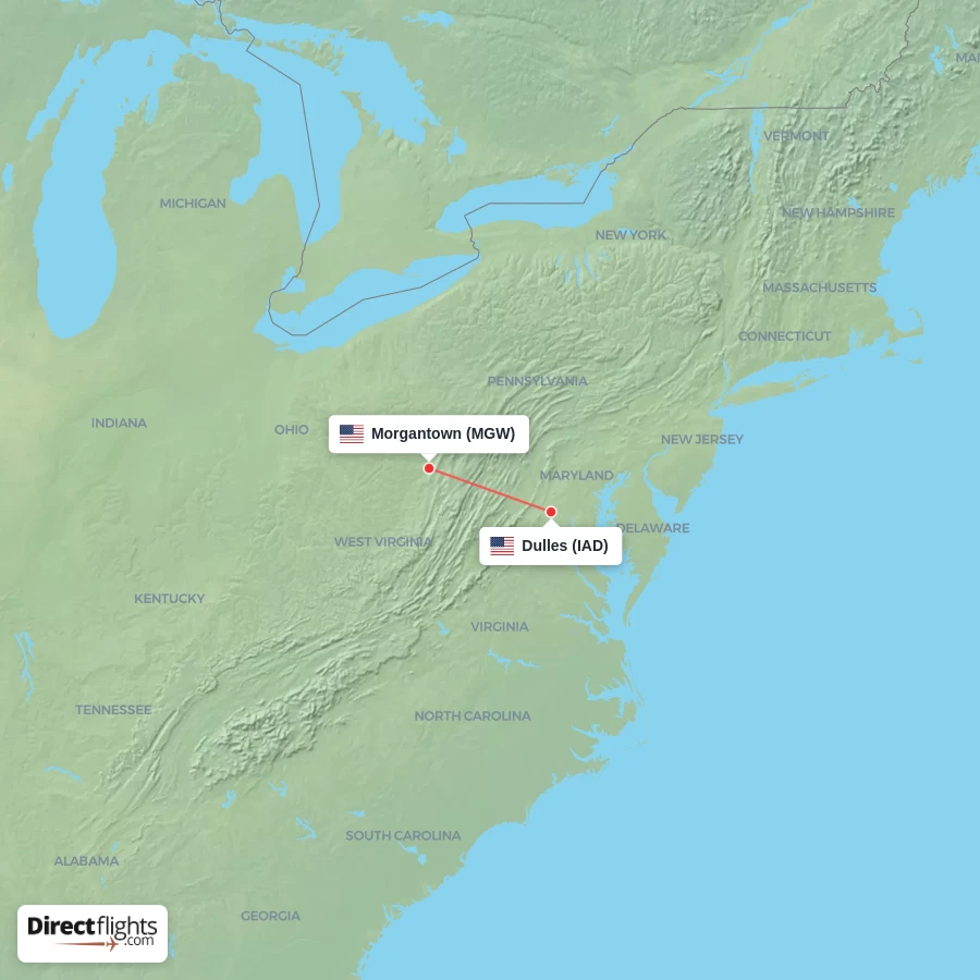 MGW - IAD route map