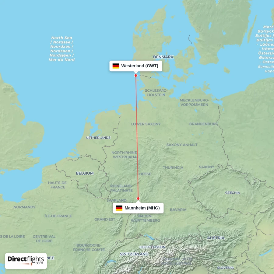MHG - GWT route map