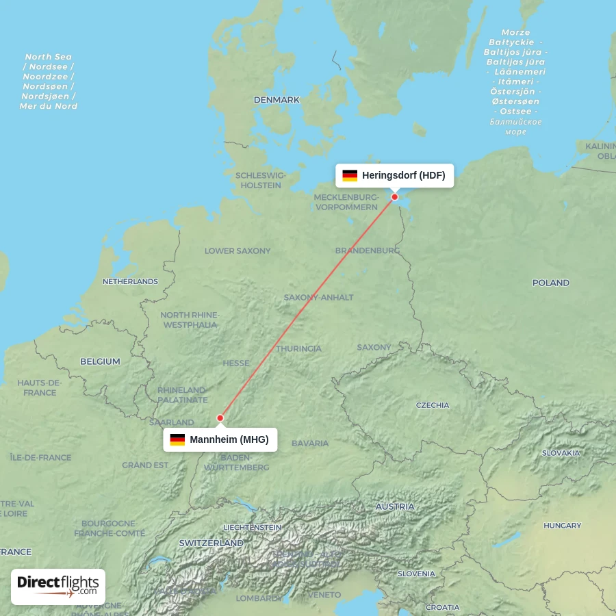 MHG - HDF route map