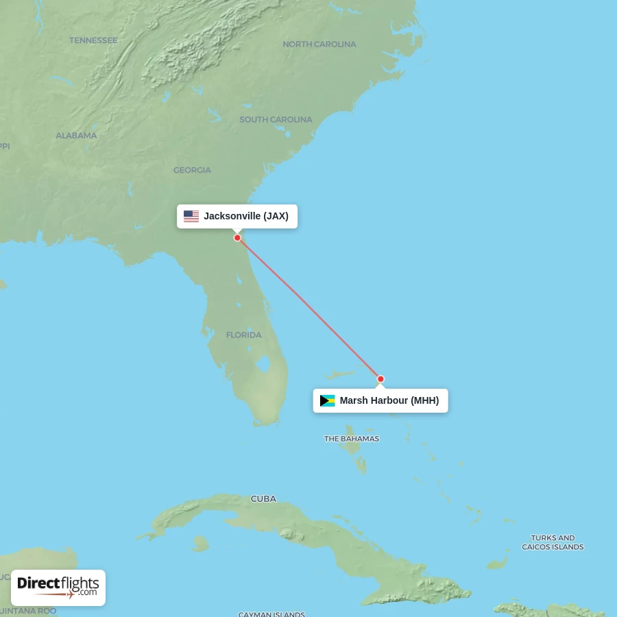 MHH - JAX route map