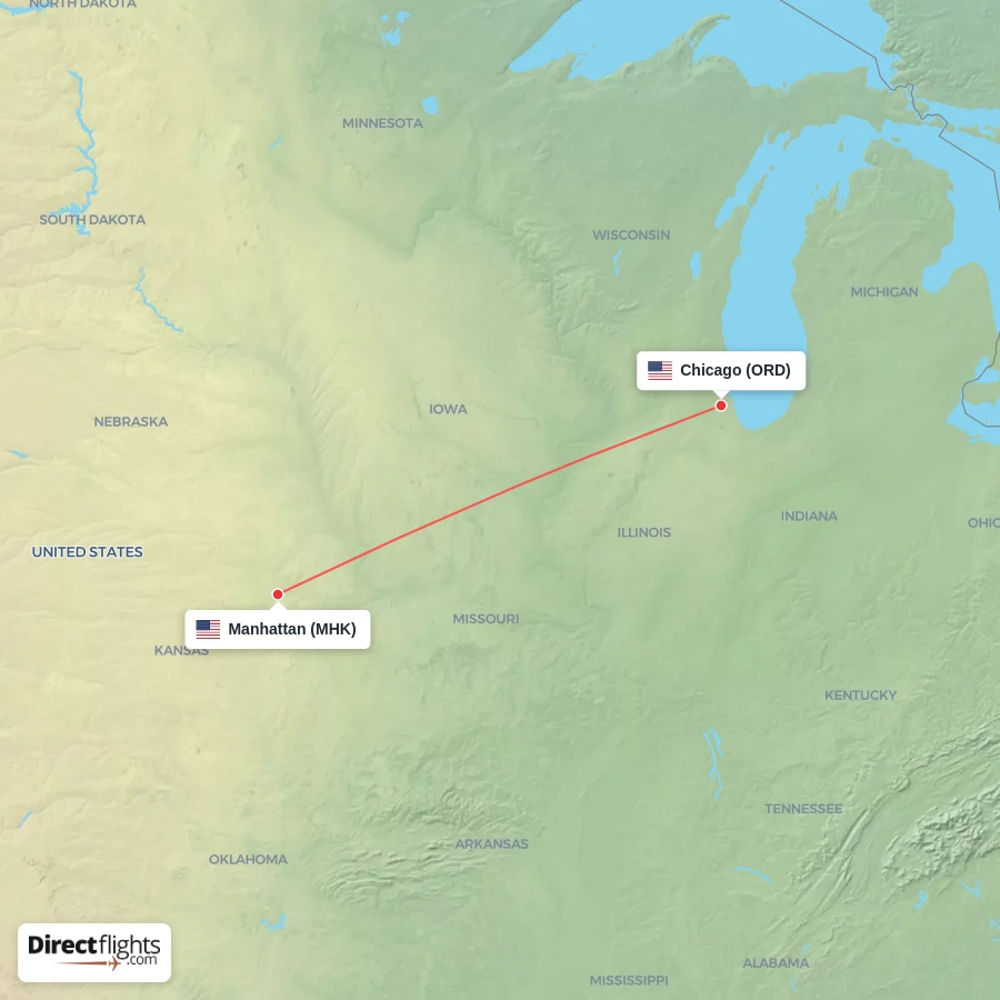 MHK - ORD route map