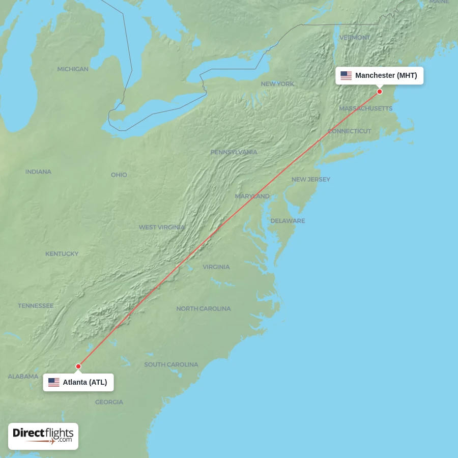MHT - ATL route map