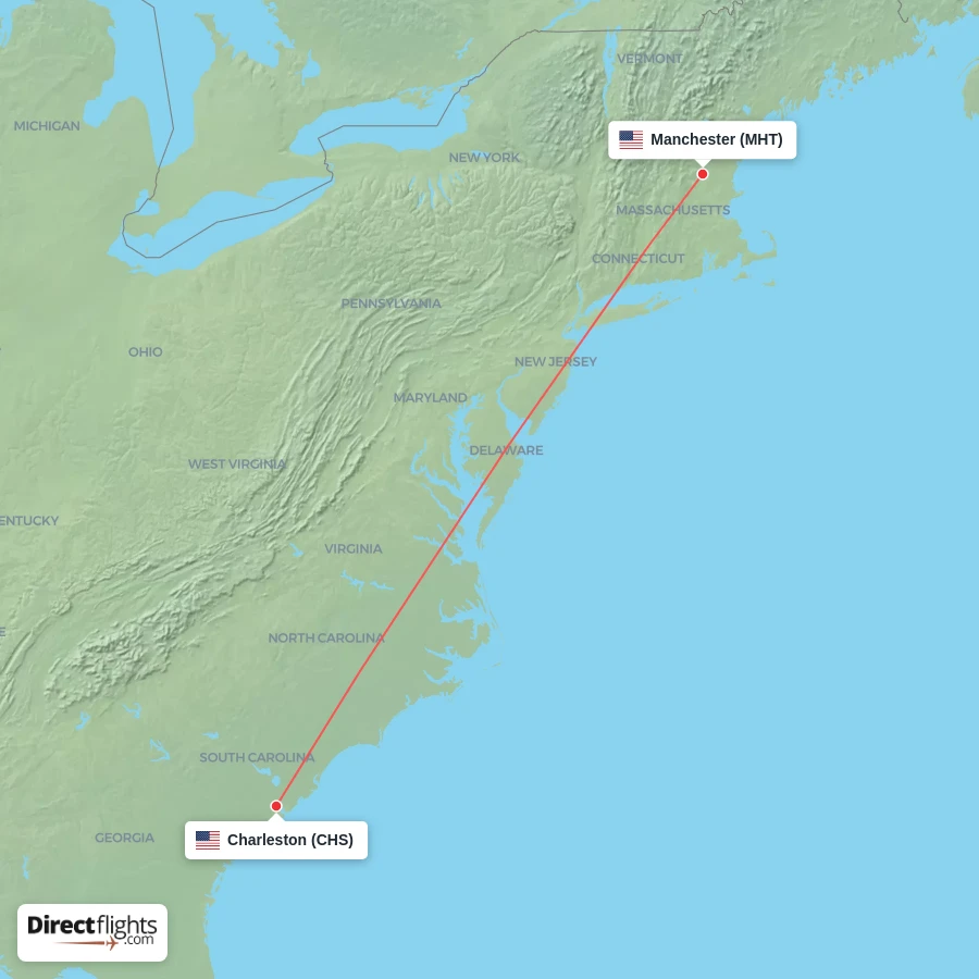 MHT - CHS route map