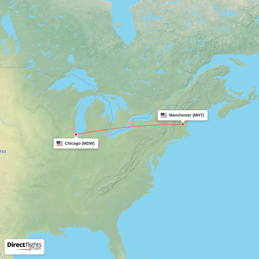 MHT - MDW route map