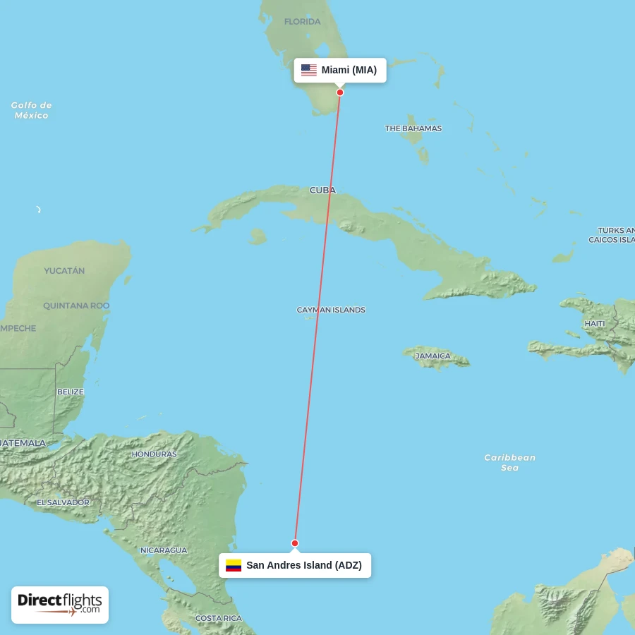 MIA - ADZ route map