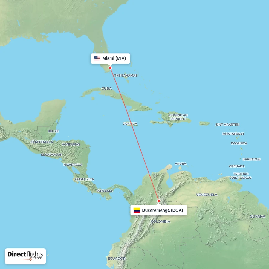 MIA - BGA route map