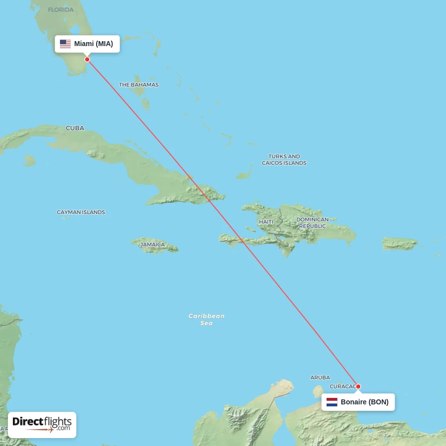 MIA - BON route map