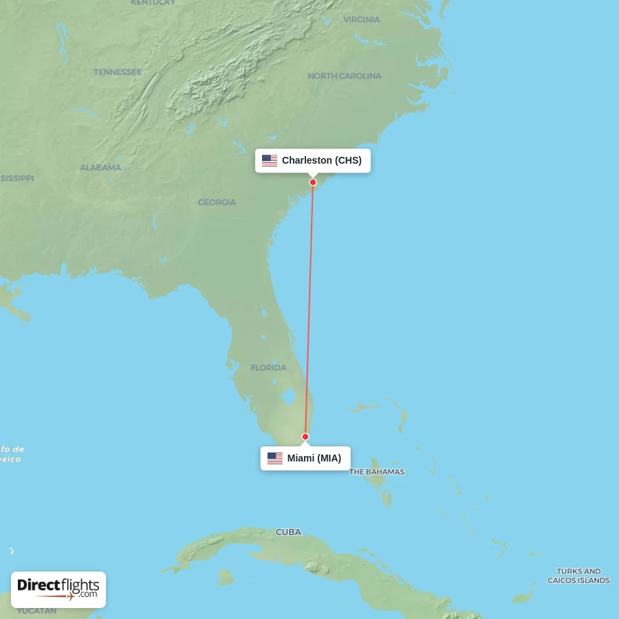 MIA - CHS route map