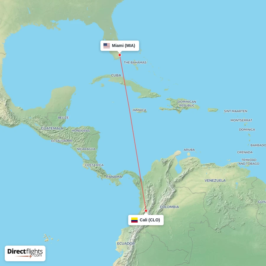 MIA - CLO route map