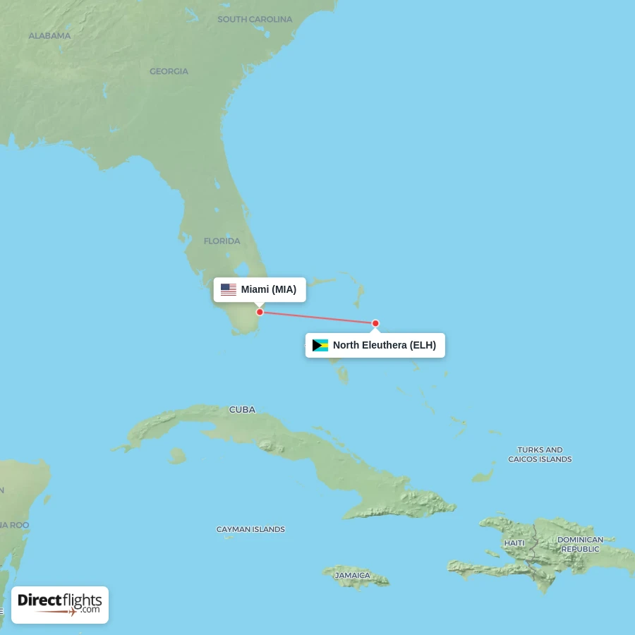 MIA - ELH route map
