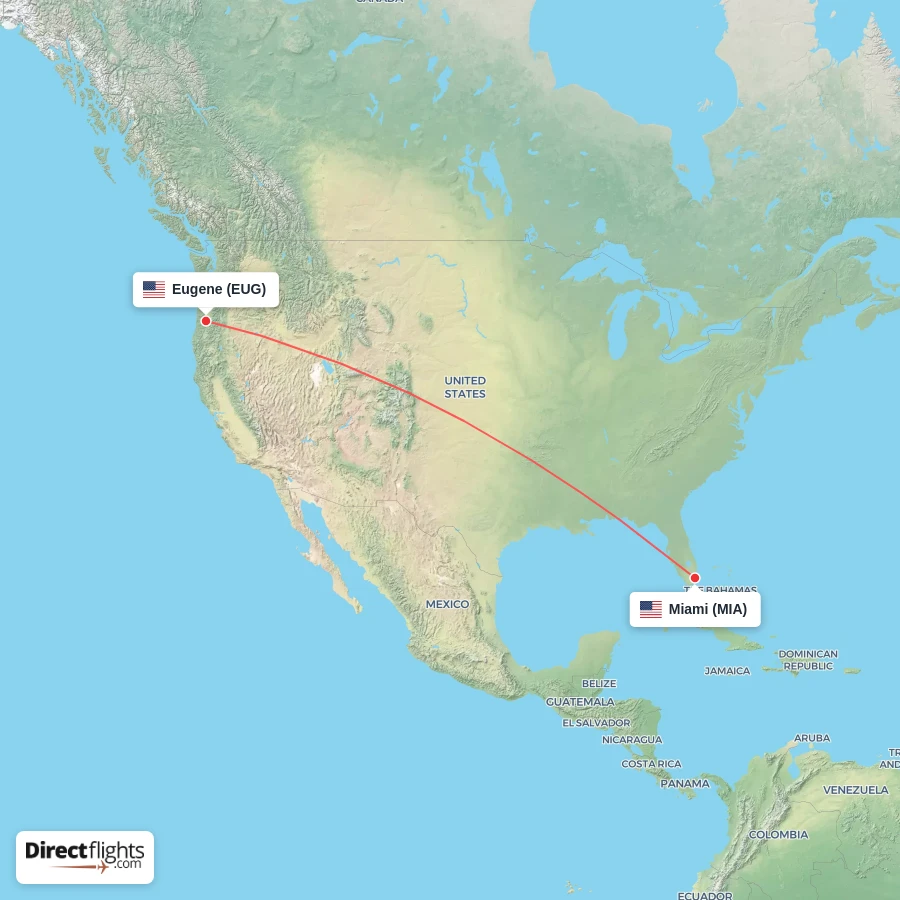 MIA - EUG route map