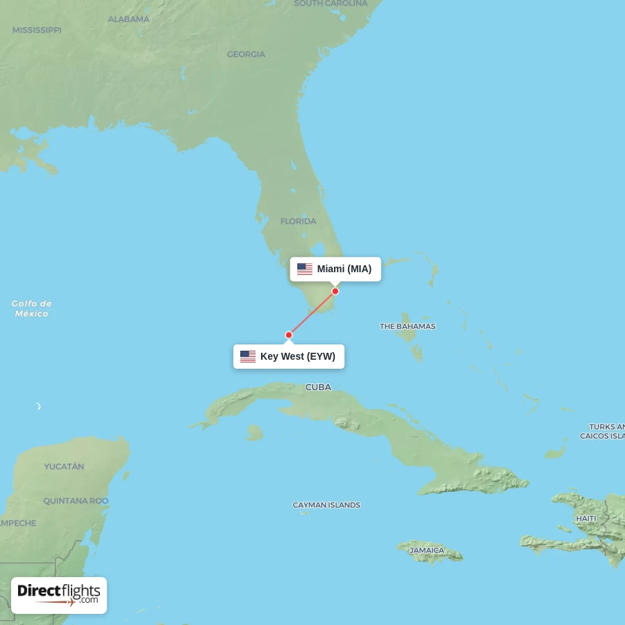 MIA - EYW route map