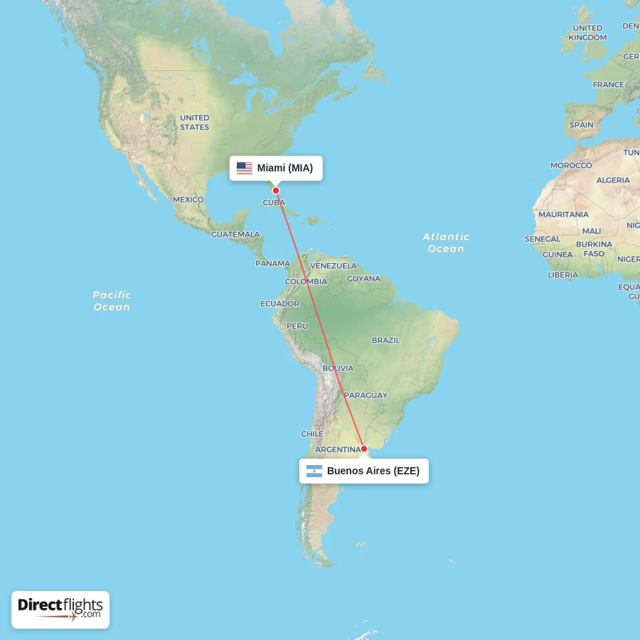 MIA - EZE route map