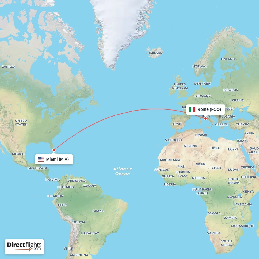 MIA - FCO route map
