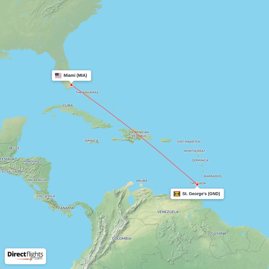 MIA - GND route map