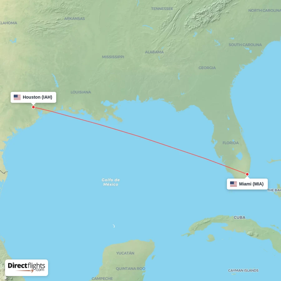MIA - IAH route map