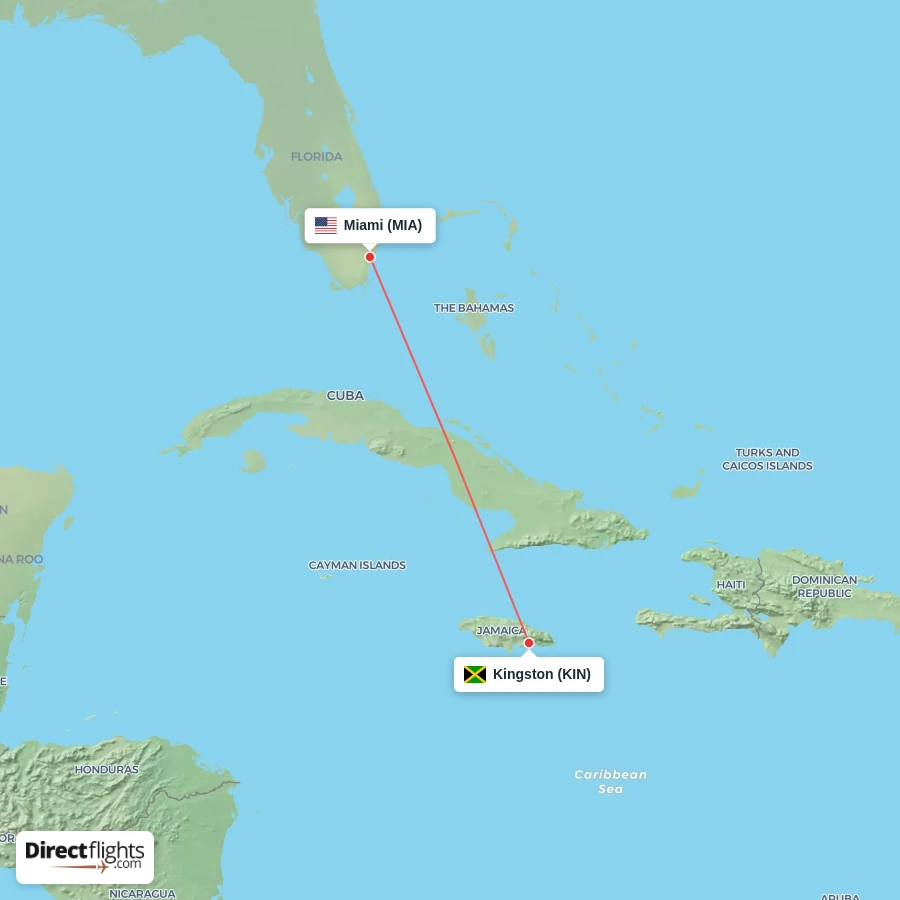 MIA - KIN route map