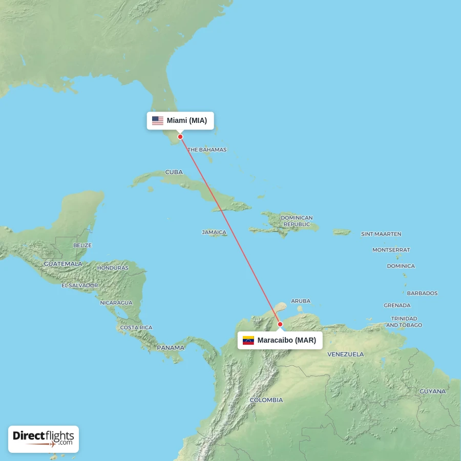 MIA - MAR route map