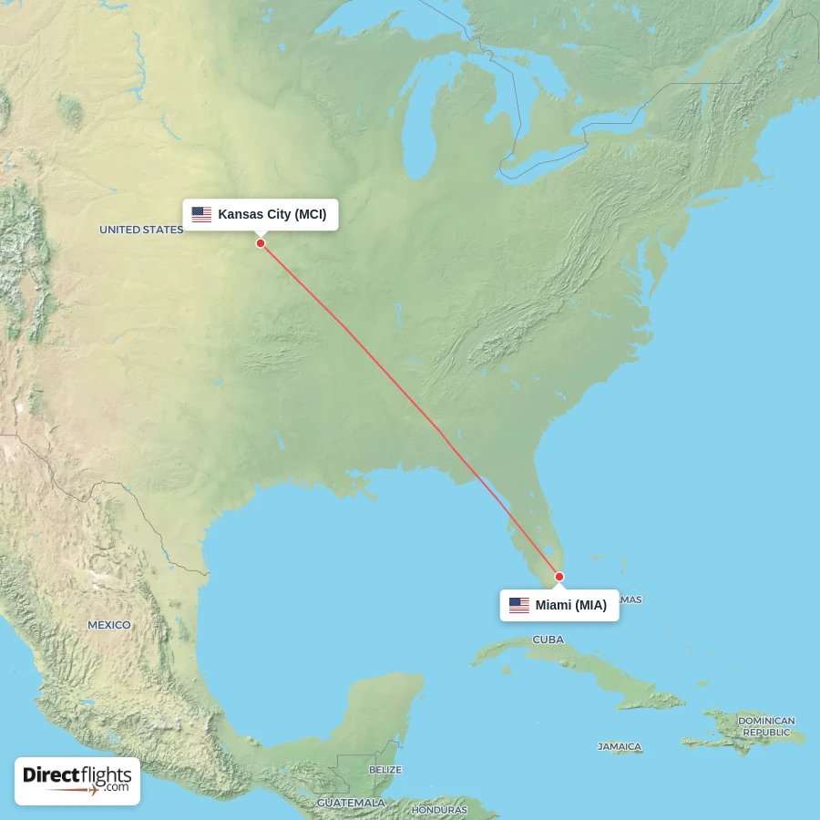 MIA - MCI route map