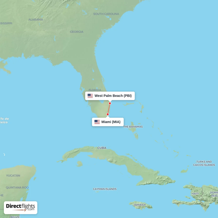 MIA - PBI route map