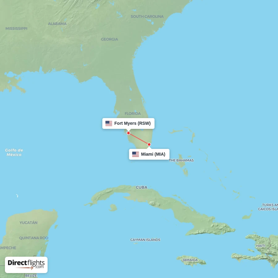 MIA - RSW route map