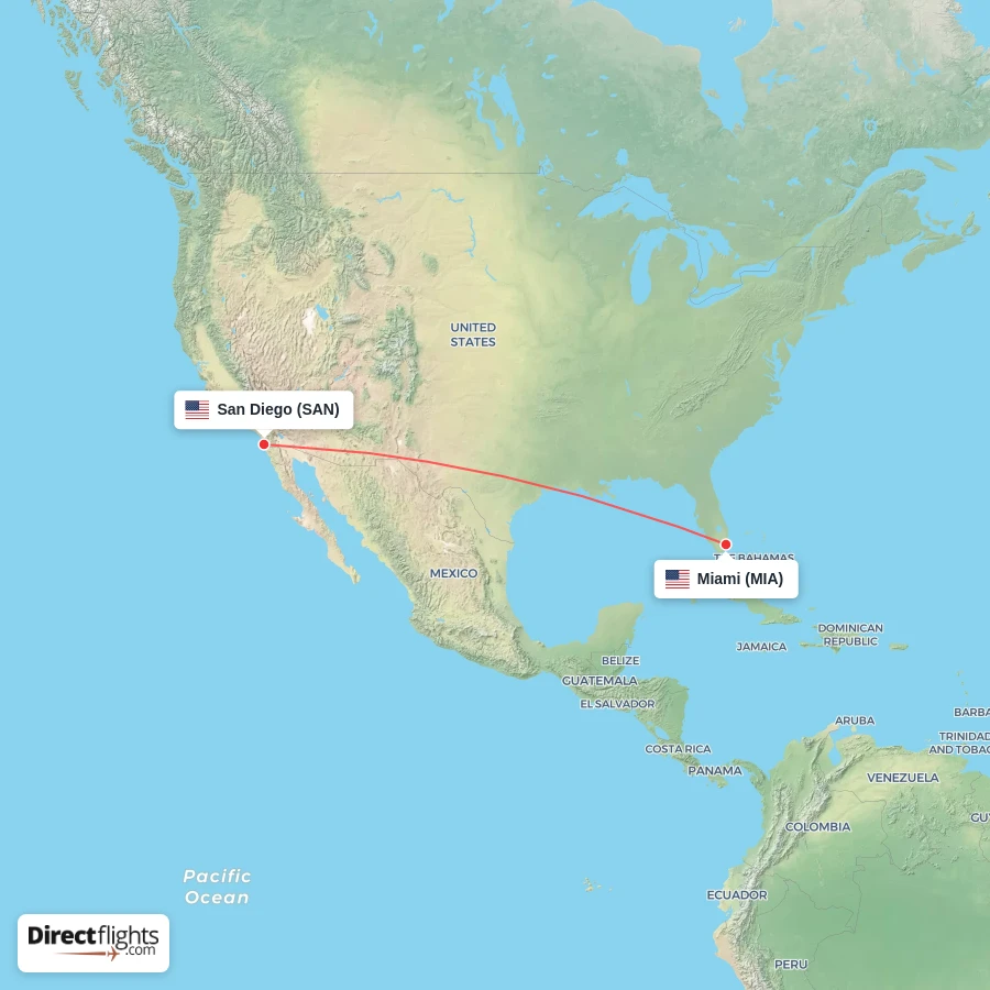 MIA - SAN route map