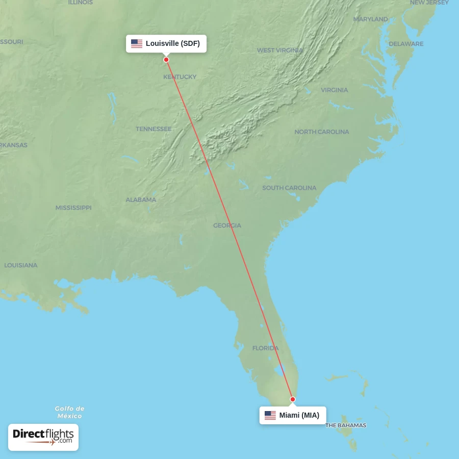 MIA - SDF route map