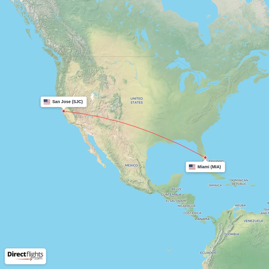 MIA - SJC route map