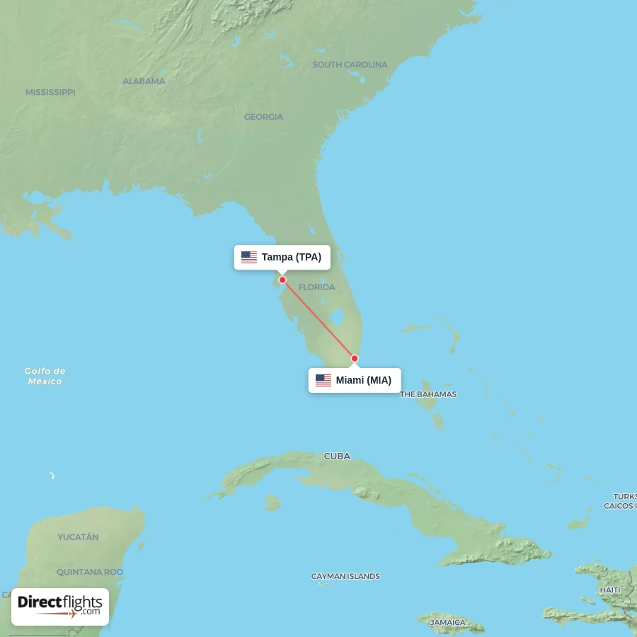 MIA - TPA route map