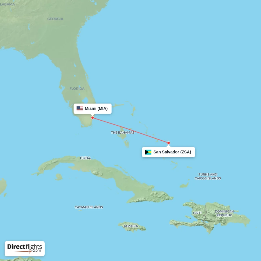 MIA - ZSA route map