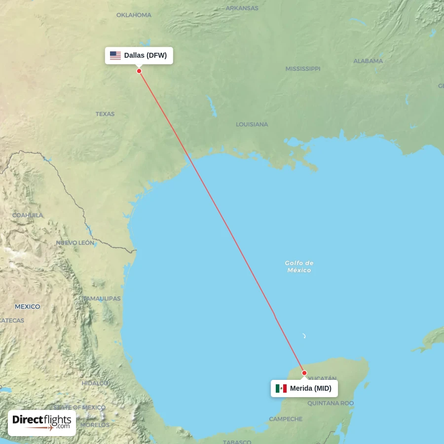 MID - DFW route map