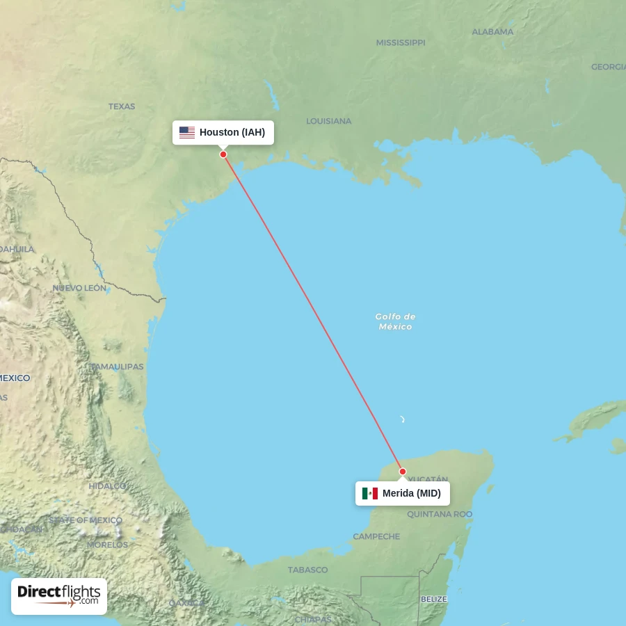 MID - IAH route map