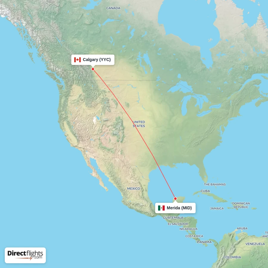 MID - YYC route map