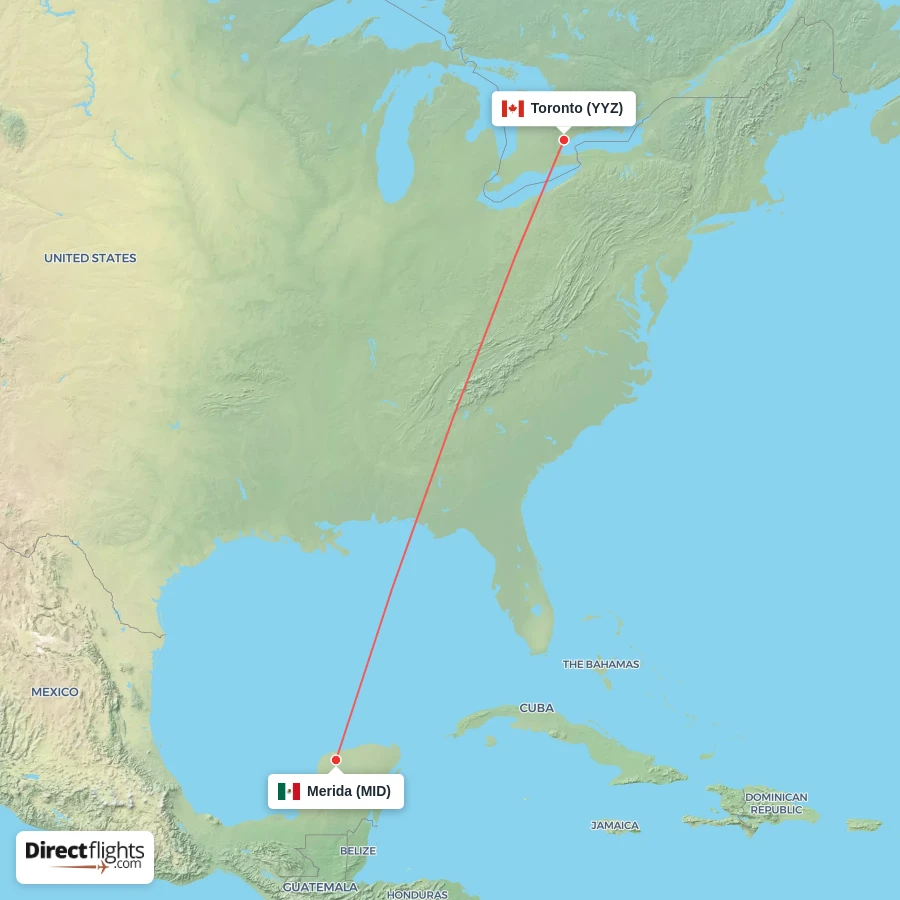 MID - YYZ route map