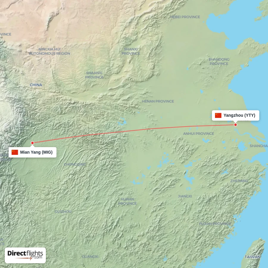 MIG - YTY route map