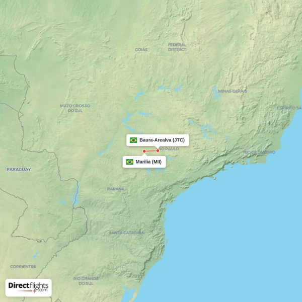 Marilia - Baura-Arealva direct flight map