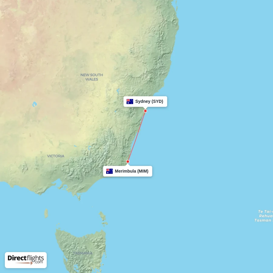 MIM - SYD route map