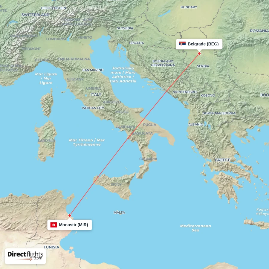 MIR - BEG route map