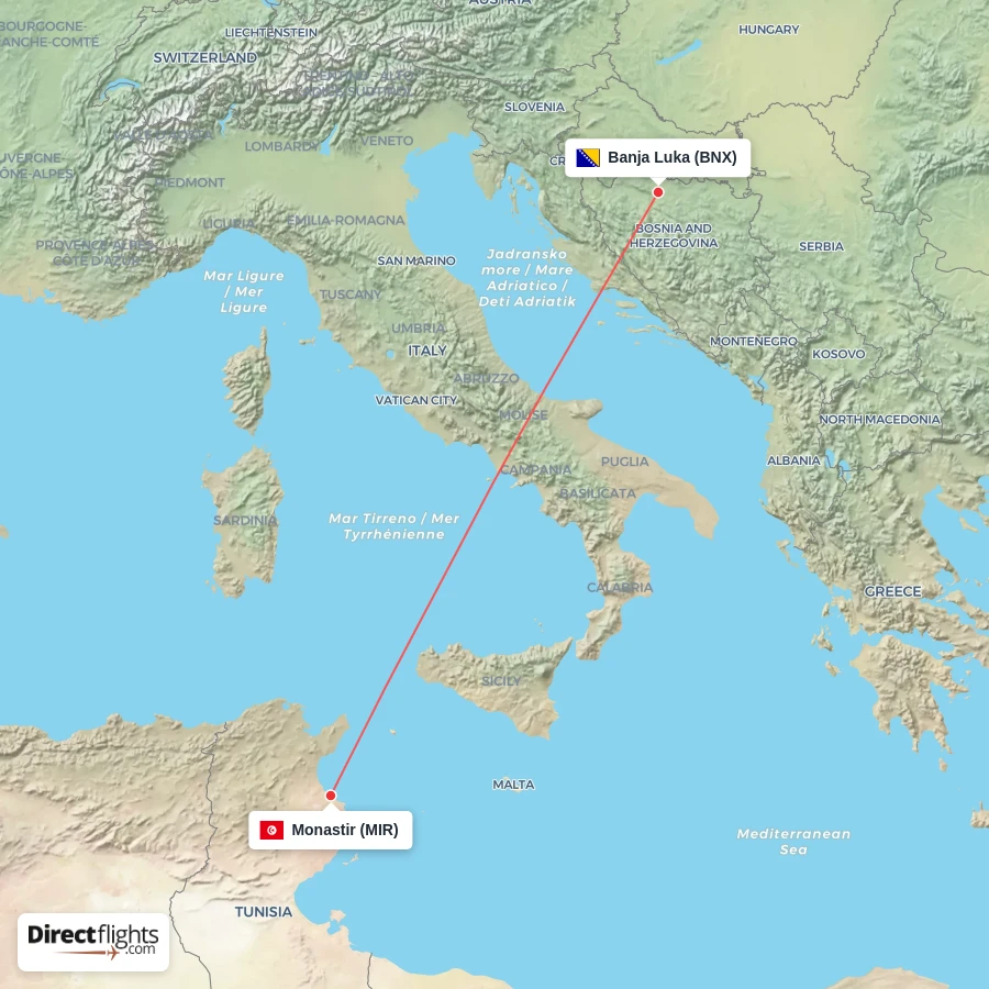 MIR - BNX route map