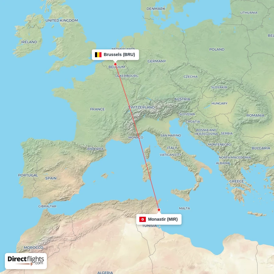 MIR - BRU route map