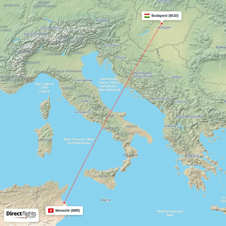 MIR - BUD route map
