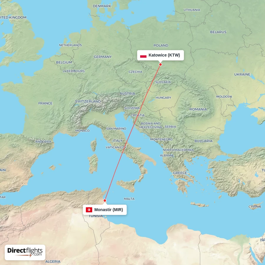 MIR - KTW route map