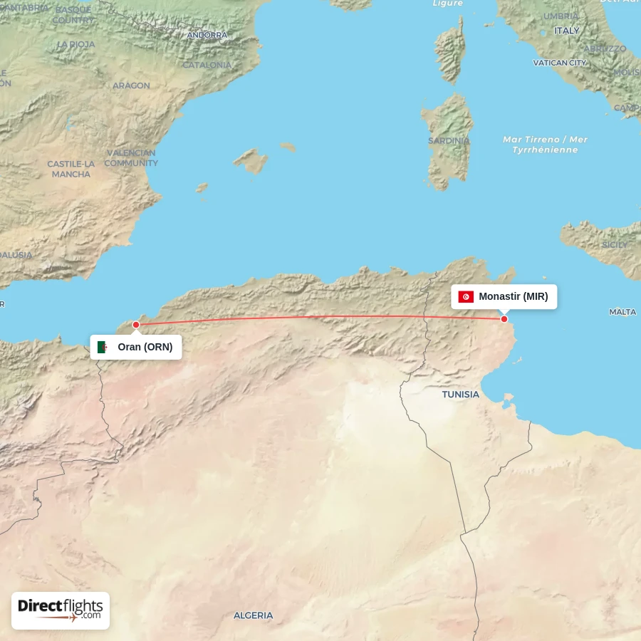 MIR - ORN route map