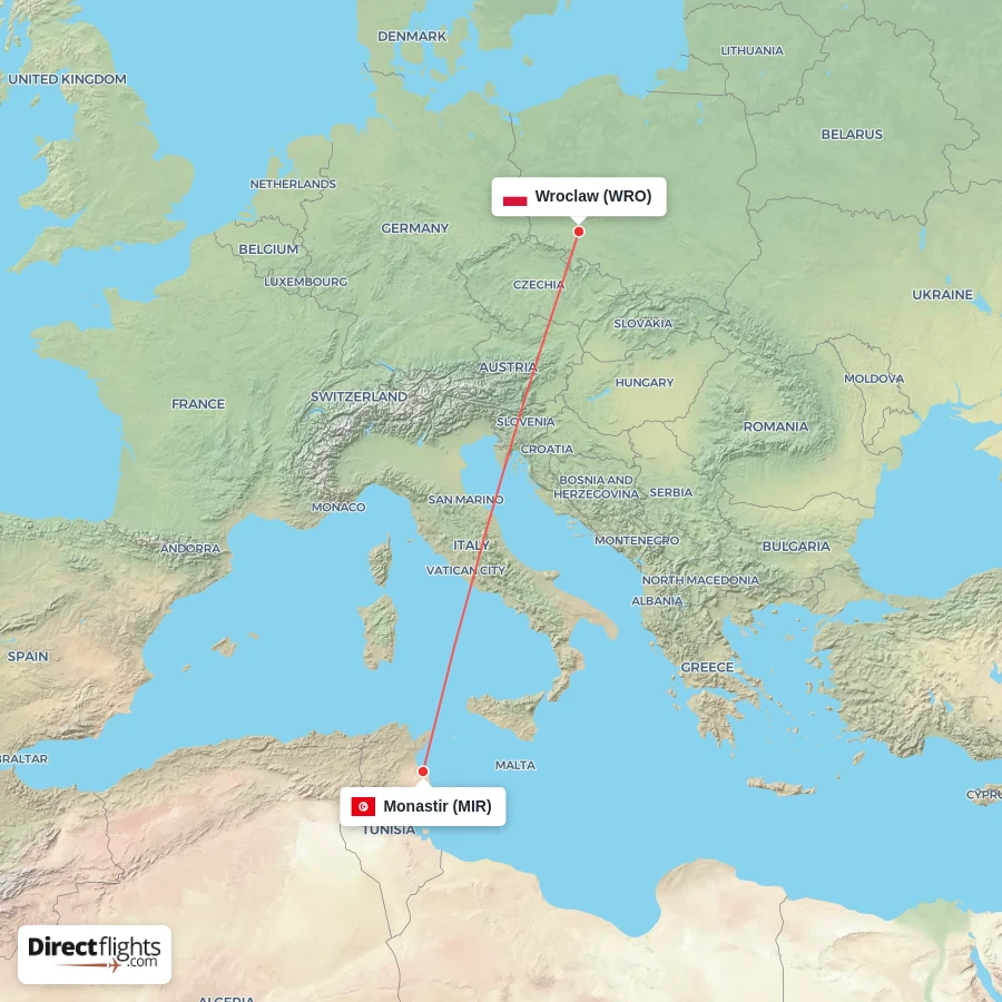MIR - WRO route map