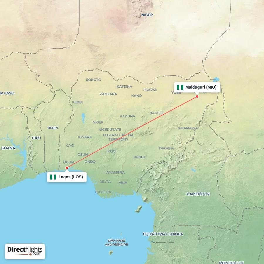 MIU - LOS route map